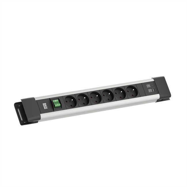 BACHMANN CONNECTUS 6xUTE, 1xSchalter 1xUSB A/C 22W 2,0m CEE7/7 Grau