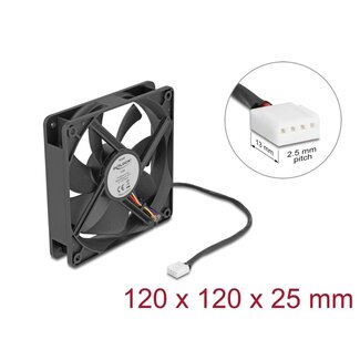 DeLOCK Delock Axial Fan 24 V DC, 120 x 120 x 25 mm black