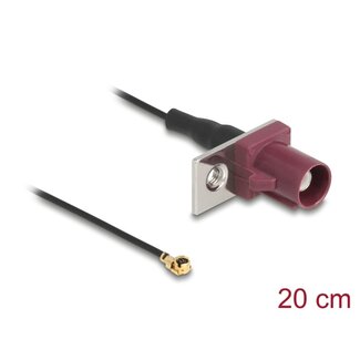 DeLOCK Delock Antenna Cable FAKRA D plug to MHF® I plug 1.13 - 20 cm 1 prepunched hole