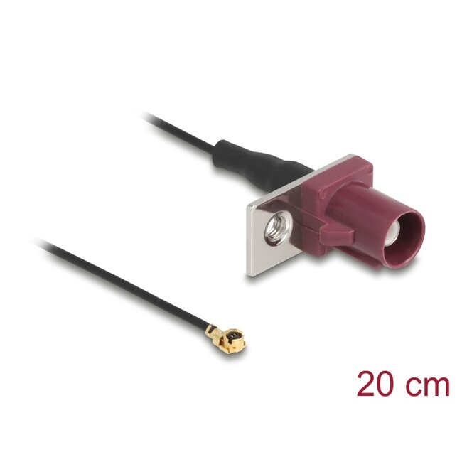 Delock Antenna Cable FAKRA D plug to MHF® I plug 1.13 - 20 cm 1 prepunched hole
