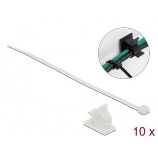 DeLOCK Tie-wraps met kabelklemmen | 300 x 4,8mm | transparant | 10 stuks