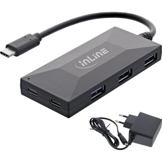 InLine InLine USB hub (USB-A/USB-C) | 3x USB-A + 2x USB-C | USB3.0 5 Gbps | externe voeding | 0,15 meter