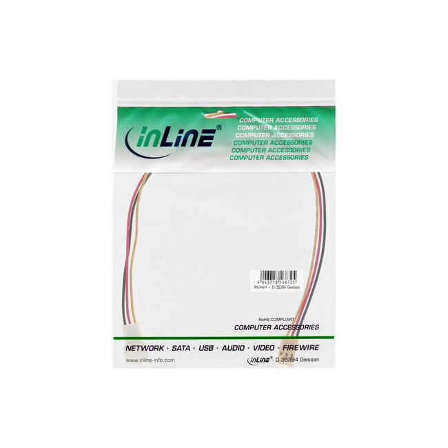 InLine® Ventilatorkabel , 3-pins Molex male / female, 0,3m