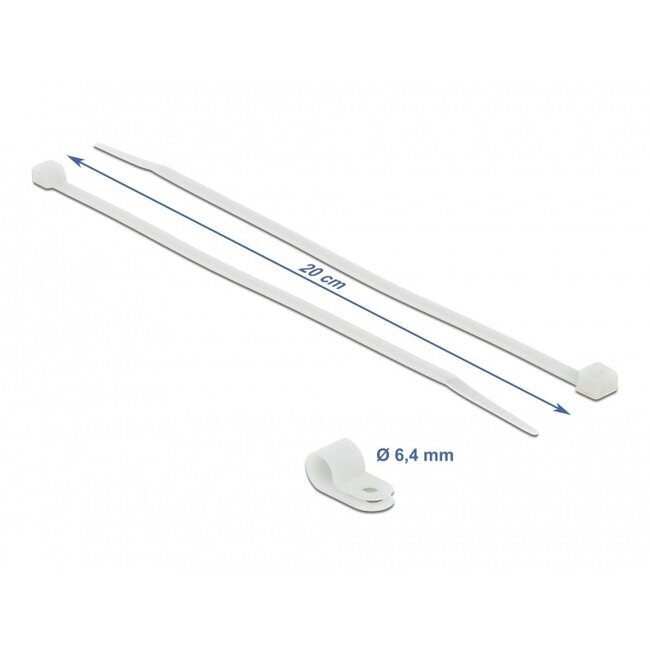 Tie-wraps met montageklem | 200 x 3,6mm | transparant | 10 stuks