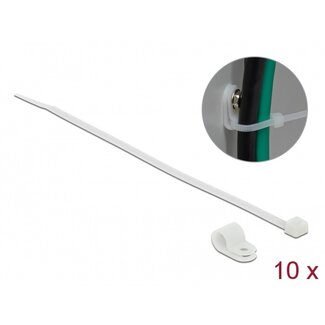 DeLOCK Tie-wraps met montageklem | 250 x 3,6mm | transparant | 10 stuks