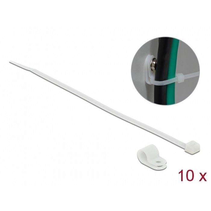 Tie-wraps 250 x 3,6mm (10 stuks) met montageklem (10 stuks) / transparant