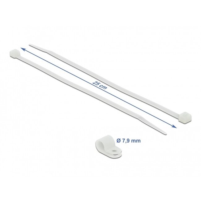 Tie-wraps met montageklem | 250 x 3,6mm | transparant | 10 stuks