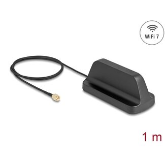 DeLOCK Delock WiFi 7 Antenna RP-SMA plug 2.5 - 3.6 dBi omnidirectional with magnetic base and connection cable ULA100 1 m outdoor black