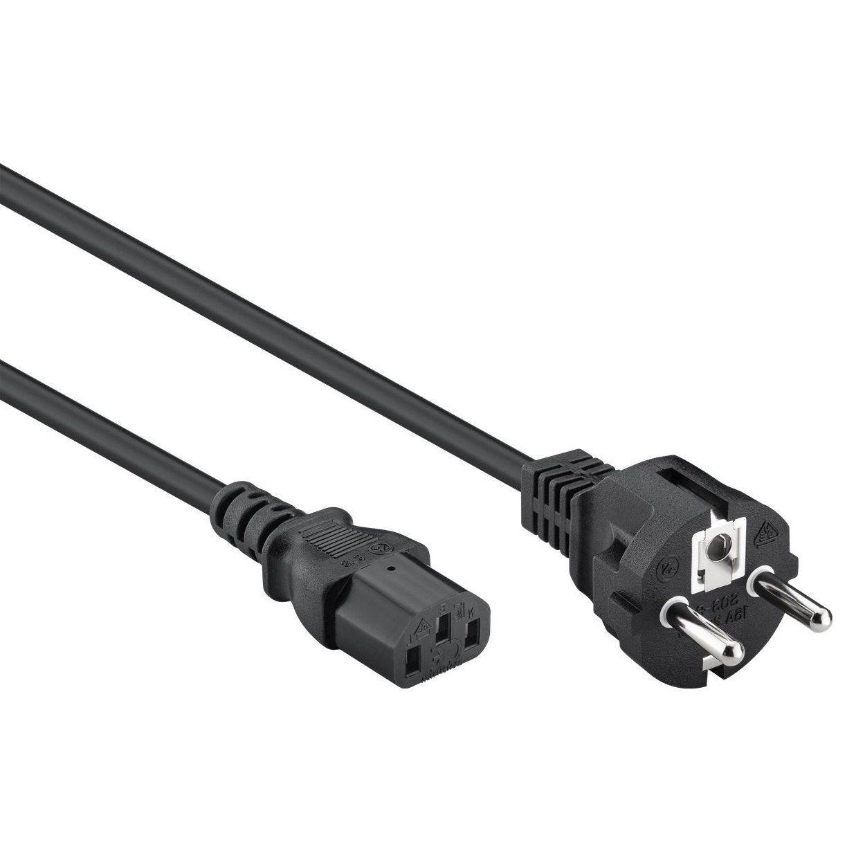 Nedis Stroomkabel - Type F (CEE 7/7) Male - IEC-320-C13 - Recht - Recht - Vernikkeld - 10.0 m - Rond - PVC - Zwart - Label