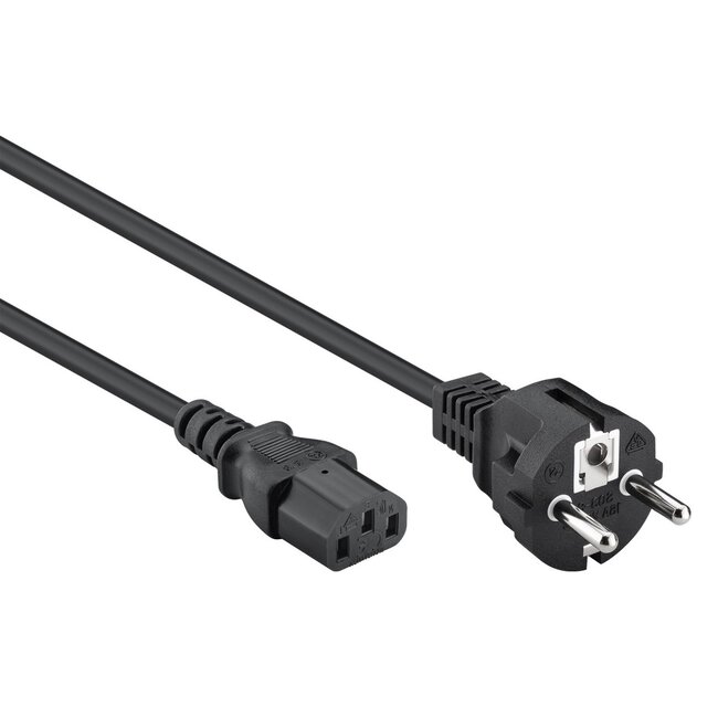 C13 (recht) - CEE 7/7 (recht) stroomkabel | 3x 0,75mm | zwart | 1 meter