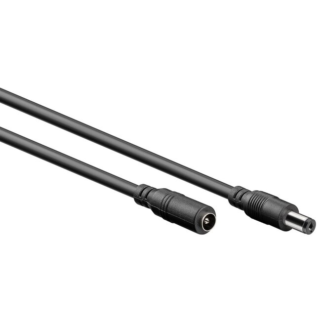 DC verlengkabel | 5,5 x 2,1mm | max. 140W | AWG20 | zwart | 1,5 meter