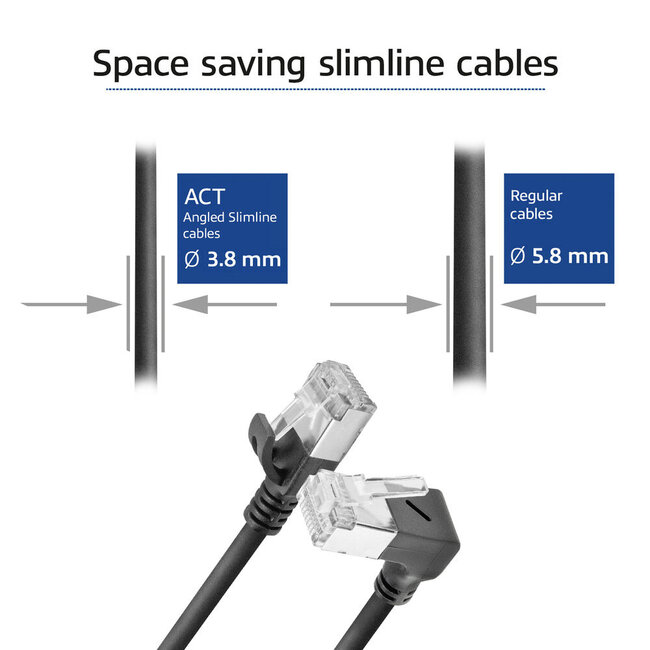 UFTP CAT6a slimline netwerkkabel | haaks (boven) / recht | LSZH | zwart | 1 meter