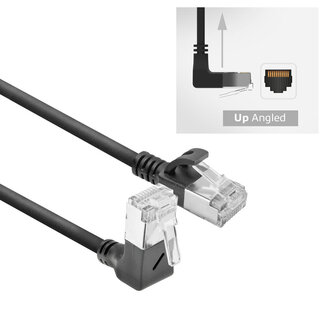 ACT UFTP CAT6a slimline netwerkkabel | haaks (boven) / recht | LSZH | zwart | 2 meter