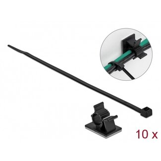 DeLOCK Tie-wraps met kabelklemmen | 200 x 4,8mm | zwart | 10 stuks