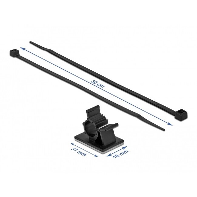 Tie-wraps met kabelklemmen | 200 x 4,8mm | zwart | 10 stuks