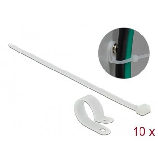 DeLOCK Tie-wraps met montageklem | 300 x 7,2mm | transparant | 10 stuks