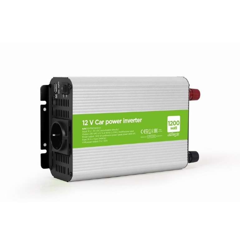 Energenie 12V naar 230V Gemodificeerde Sinus Spanningsomvormer - 1200W - Zwart