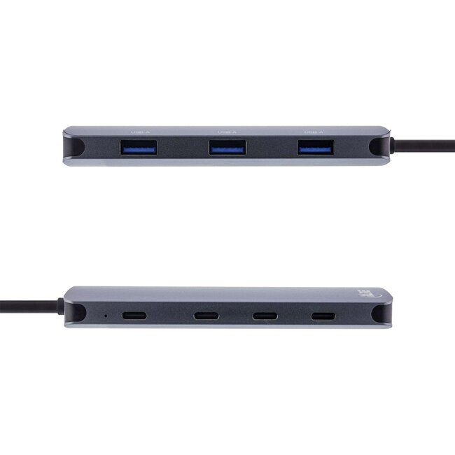 InLine USB hub (USB-C) | 3x USB-A + 4x USB-C (1x PD 100W) | USB3.1 10 Gbps | aluminium | 0,15 meter