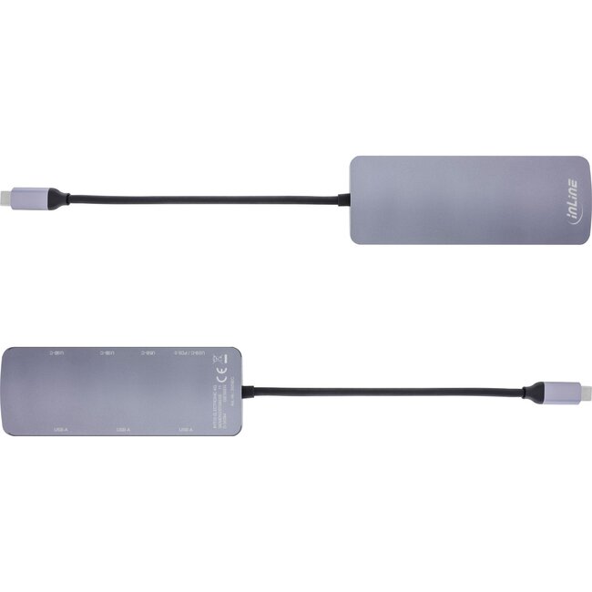 InLine USB hub (USB-C) | 3x USB-A + 4x USB-C (1x PD 100W) | USB3.1 10 Gbps | aluminium | 0,15 meter