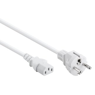 Goobay C13 (recht) - CEE 7/7 (recht) stroomkabel | 3x 0,75mm | wit | 2 meter Goobay C13 (recht) - CEE 7/7 (recht) stroomkabel | 3x 0,75mm | wit | 2 meter