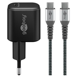 Goobay Goobay USB lader | 1x USB-C PD | incl. USB-C kabel | 65W | zwart | 1 meter