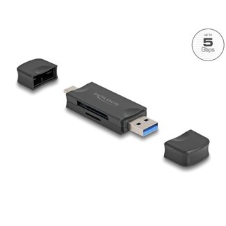 DeLOCK Delock Card Reader USB 5 Gbps USB Type-Câ„¢ / Type-A for SD and Micro SD memory cards black DeLOCK Delock Card Reader USB 5 Gbps USB Type-Câ„¢ / Type-A for SD and Micro SD memory cards black