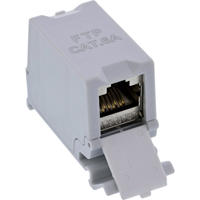 InLine® Cat.6A RJ45 dubbele koppeling voor hoedrail