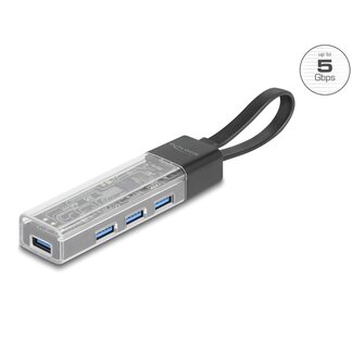 DeLOCK Delock 4 Port USB Hub 5 Gbps with USB Type-A or USB Type-C™ port in transparent housing