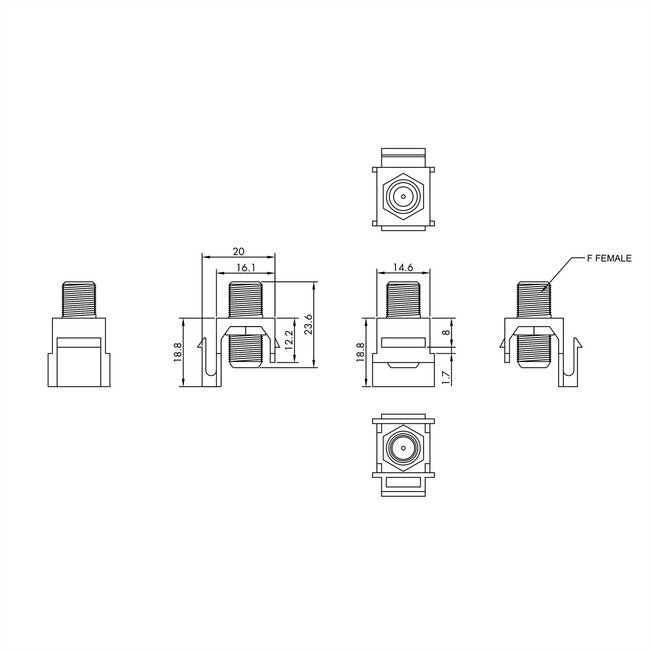VALUE F-Typ Keystone-Kupplung, Kunststoff