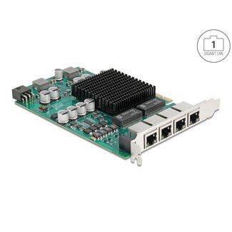 DeLOCK Delock PCI Express x4 Network Card Gigabit LAN 4 x RJ45 with PoE+ i350