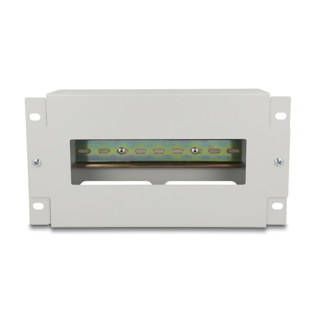 Delock 10″ Circuit-breaker strip with cover and DIN rail 3U metal grey