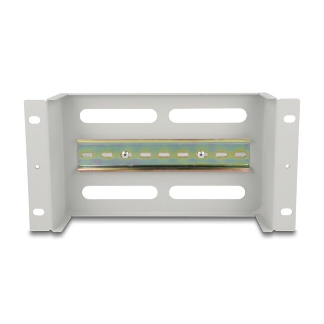 Delock 10″ Circuit-breaker strip with cover and DIN rail 3U metal grey