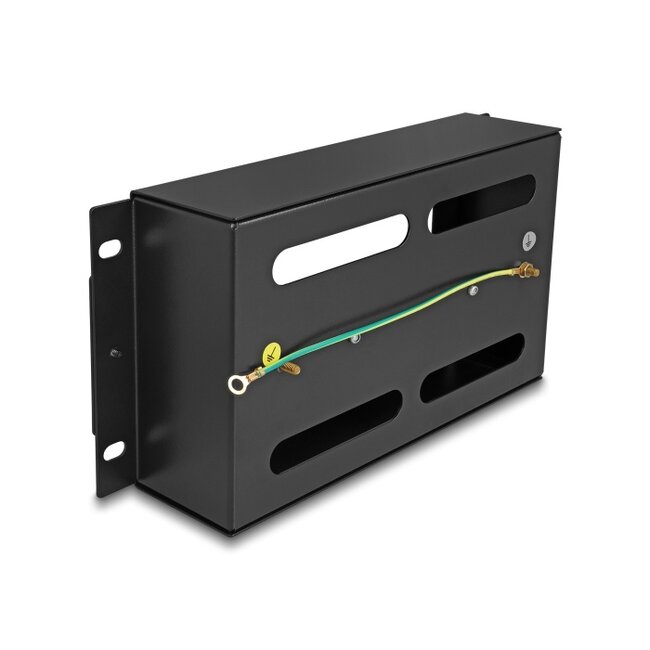 Delock 10″ Circuit-breaker strip with cover and DIN rail 3U metal black