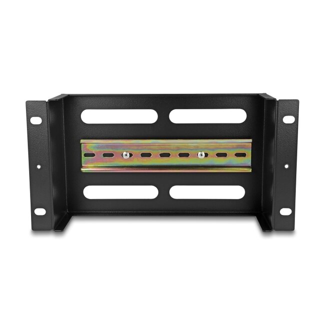 Delock 10″ Circuit-breaker strip with cover and DIN rail 3U metal black