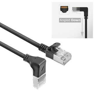 ACT UFTP CAT6a slimline netwerkkabel | haaks (beneden) / recht | LSZH | zwart | 0,50 meter