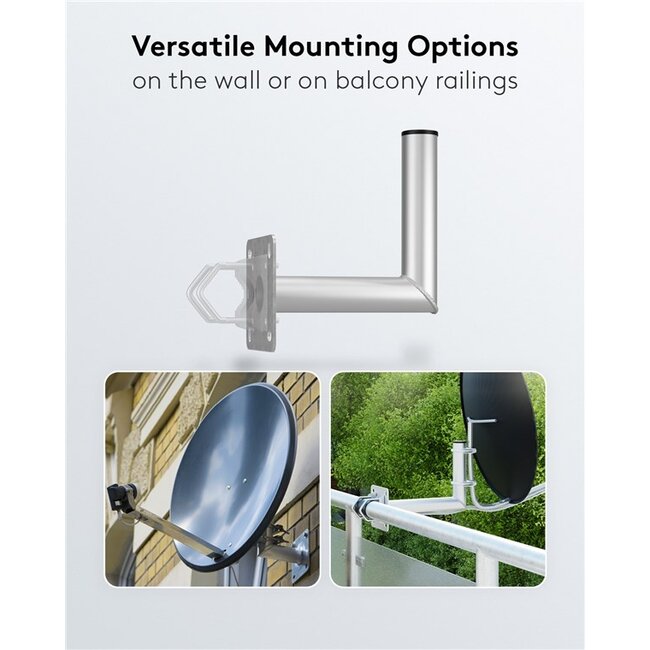Goobay muurbeugel voor satellietschotel | muurafstand 25 cm | diameter 50 mm | zilver