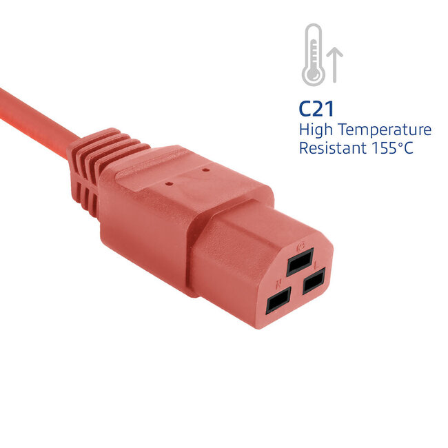 C21 - C20 stroomkabel voor UPS/PDU | 3x 2,50mm | rood | 1 meter