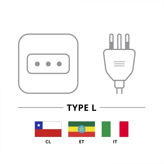 Type L / Italië (m) - Type L/F / Italië/West-Europa (v) stroom verlengkabel | 3x 1,00mm | wit | 3 meter