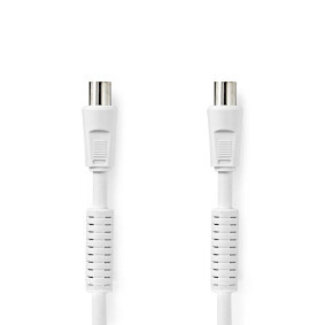Nedis Coaxkabel | IEC (Coax) Male | IEC (Coax) Female | Vernikkeld | 120 dB | 75 Ohm | Viervoudig Afgeschermd | 15.0 m | Rond | PVC | Wit | Label