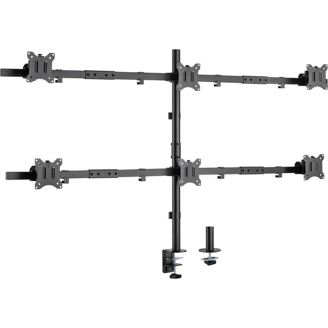 InLine bureaubeugel voor 6 monitoren tot 32 inch | 2x crossbar | full motion