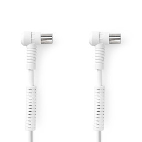 Coaxkabel - IEC (Coax) Male - IEC (Coax) Female - Vernikkeld - 120 dB - 75 Ohm - Viervoudig Afgeschermd - 10.0 m - Rond - PVC - Wit - Label
