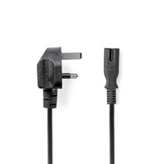 Nedis UK-Voedingskabel | UK Male | IEC-320-C7 | 5.00 m | Ja | 2 x 0.75 mm² | Koper | Rond | Vernikkeld | UK | PVC | Stekkertype: UK / Type-G | 250 V AC | 3 A | Zwart