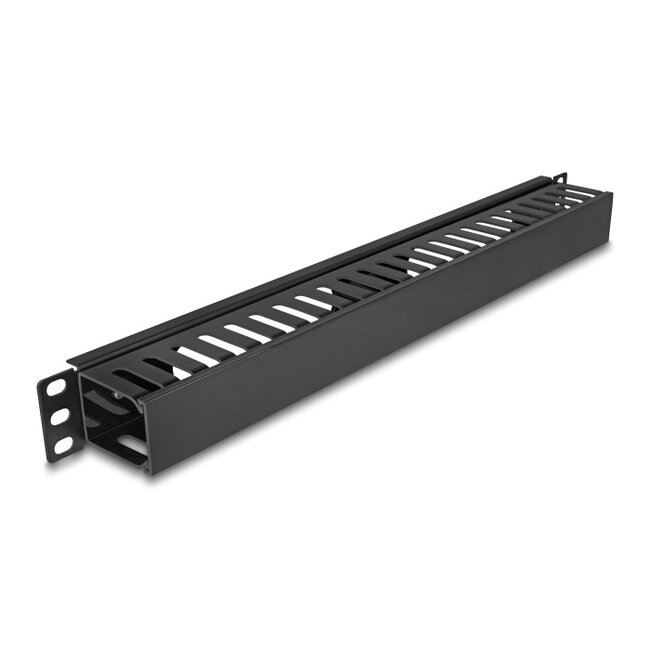 Delock 19″ 1U Cable Management Routing Panel with 2 openings metal / plastic black