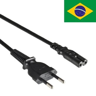 DINIC C7 (recht) - Type C / Brazilië (recht) stroomkabel | 2x 0,75mm | zwart | 1,8 meter