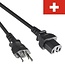C15 (recht) - Type J / Zwitserland (recht) stroomkabel | 3x 1,00mm (PVC) | zwart | 1,8 meter