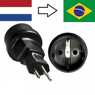 DINIC Reisadapter West-Europa (Type F) naar Brazilië (Type N) | zwart