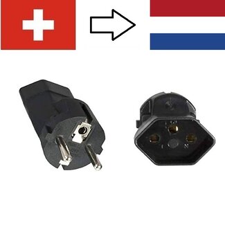 DINIC Reisadapter Zwitserland (Type J) naar West-Europa (Type F) | zwart