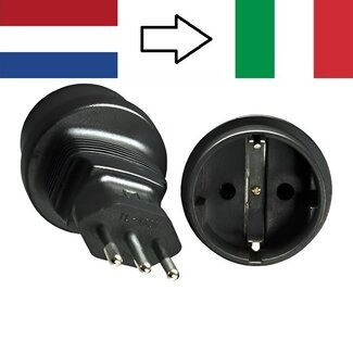 DINIC Reisadapter West-Europa (Type F) naar Italië (Type L) | zwart