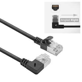 ACT UFTP CAT6a slimline netwerkkabel | haaks (rechts) / recht | LSZH | zwart | 0,15 meter