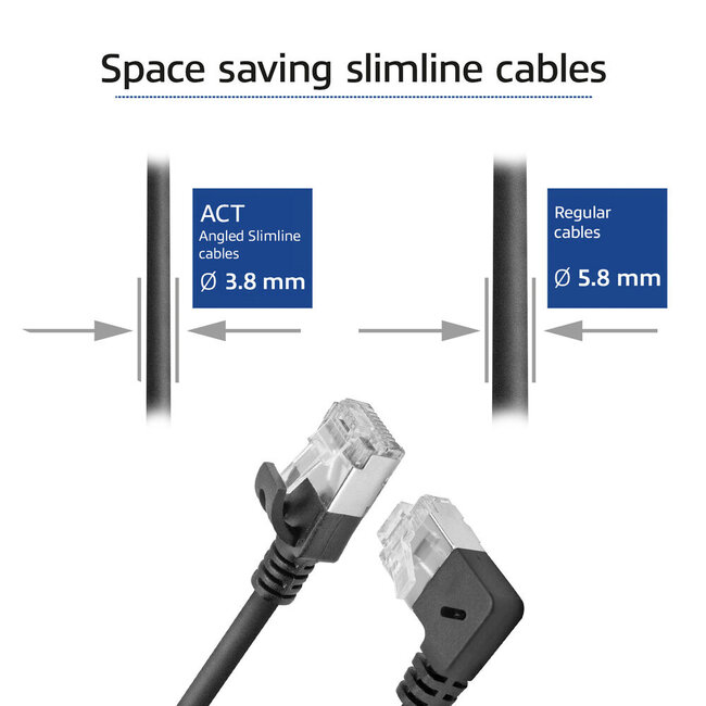 UFTP CAT6a slimline netwerkkabel | haaks (rechts) / recht | LSZH | zwart | 1 meter